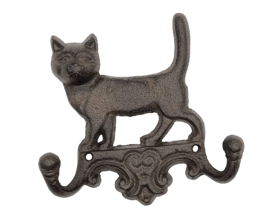 Gietijzeren kapstok -  2 hangers - motief kat