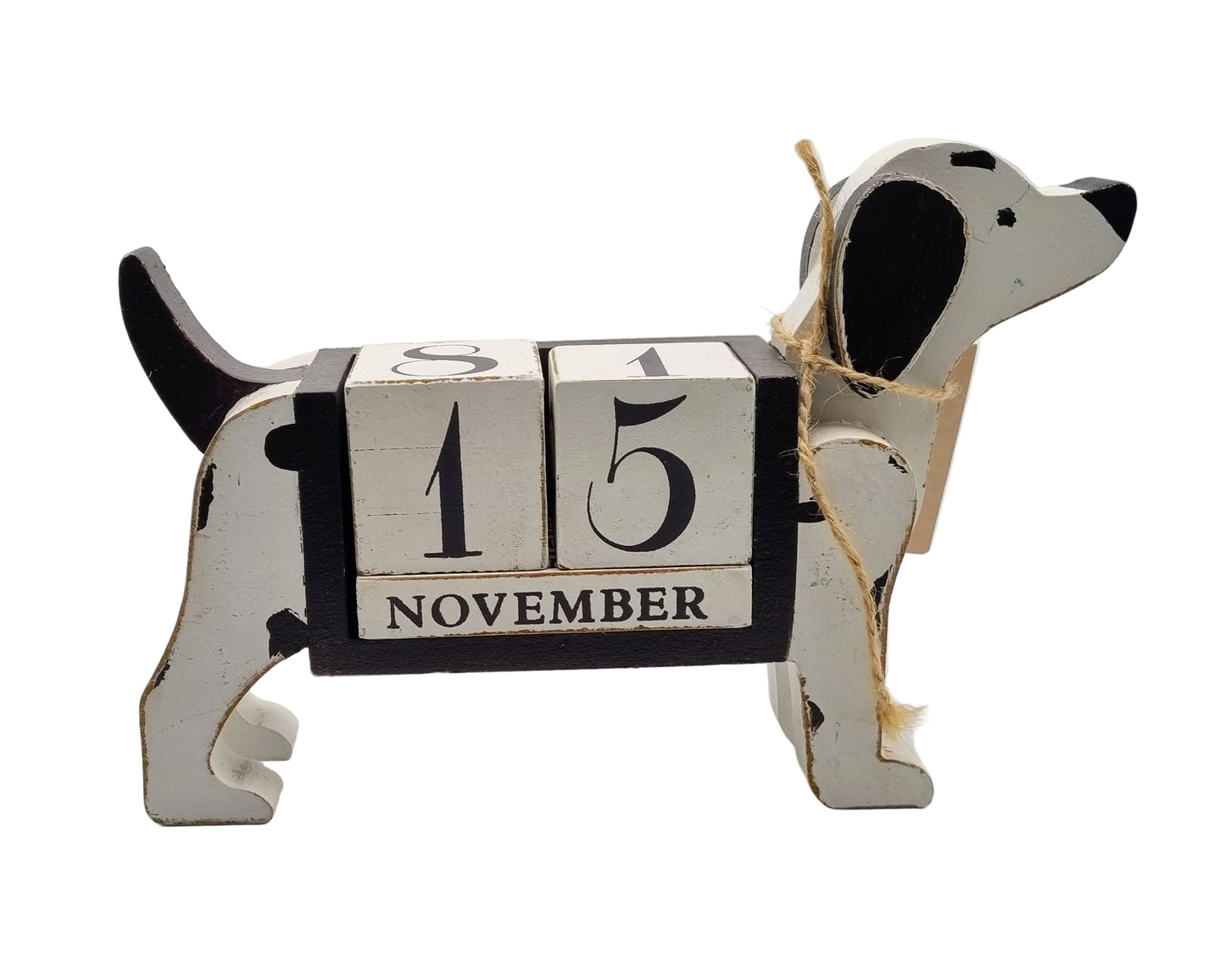 Houten kalender in de vorm van hond - Dalmatier