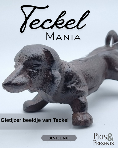 Gietijzer beeld van Teckel - staand breed