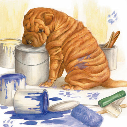 Vierkante kaart - Verhuizing, Doe het Zelf Sharpei (honden print)