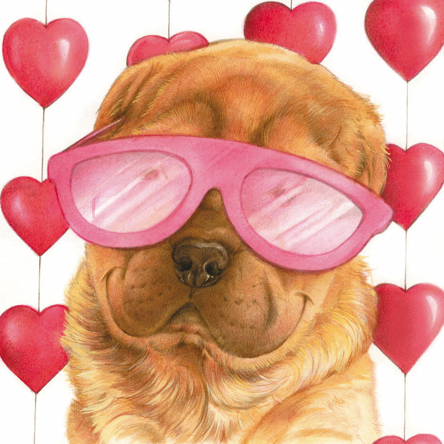 Vierkante kaart - Liefde, mijn Valentijn, mijn grote liefde (Hond, Sharpei)
