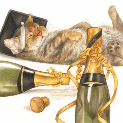 Vierkante kaart - Happy End, geslaagd, wie had dat ooit gedacht (katten print)