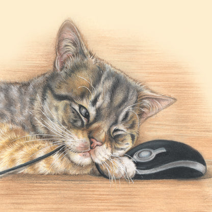 Vierkante kaart - Maakt niet uit wat voor muis, ik kan me gewoon niet beheersen. (katten print)