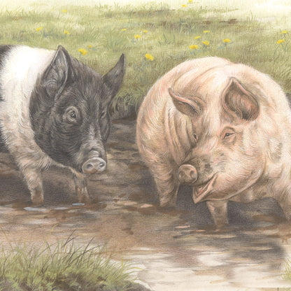 Quadratische Karte - Wir machen einen Schweinestall..