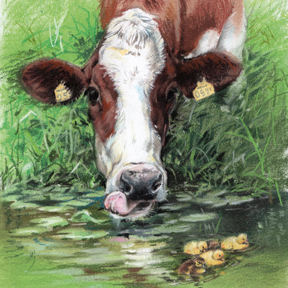 Vierkante kaart - Wie heeft er behoefte aan een oude koe uit de sloot, als er nieuwe gewoon naast staan? (Koeien print)