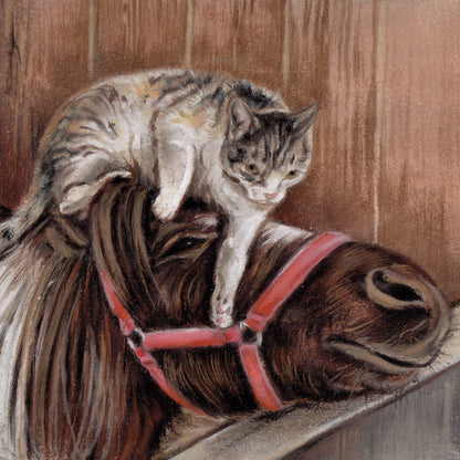 Vierkante kaart - Als ze het niet had getekend, had je het nooit gelooft.... (paard en kat)