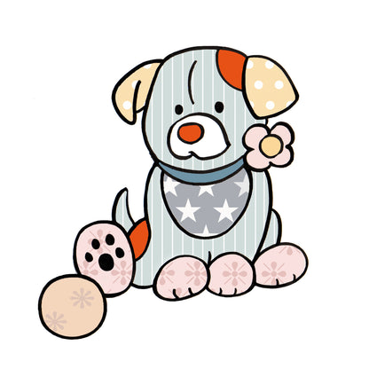 Vierkante kaart - Patchwork hond