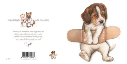 Vierkante kaart - Pleister over Beagle - Beterschap (honden print)