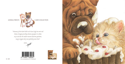 Vierkante kaart - Sharpei & Pers vieren een feestje (honden print)