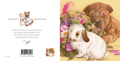 Vierkante kaart - Liefde. Ik heb je altijd al bewonderd, ik laat nu mijn hartje spreken (Hond, sharpei, konijn)
