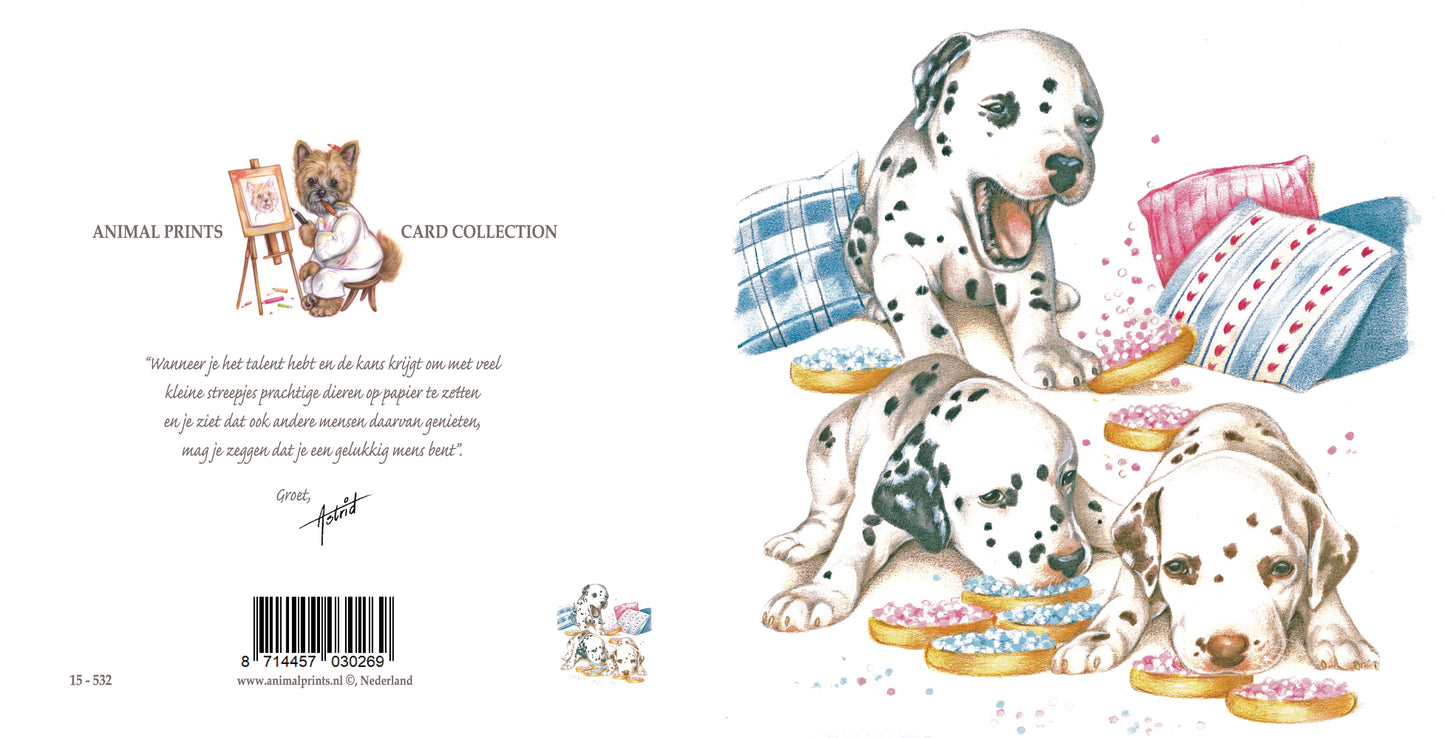 Square card - Delicious, isn't that rusk with mice. Approved by the Dalmatian Association