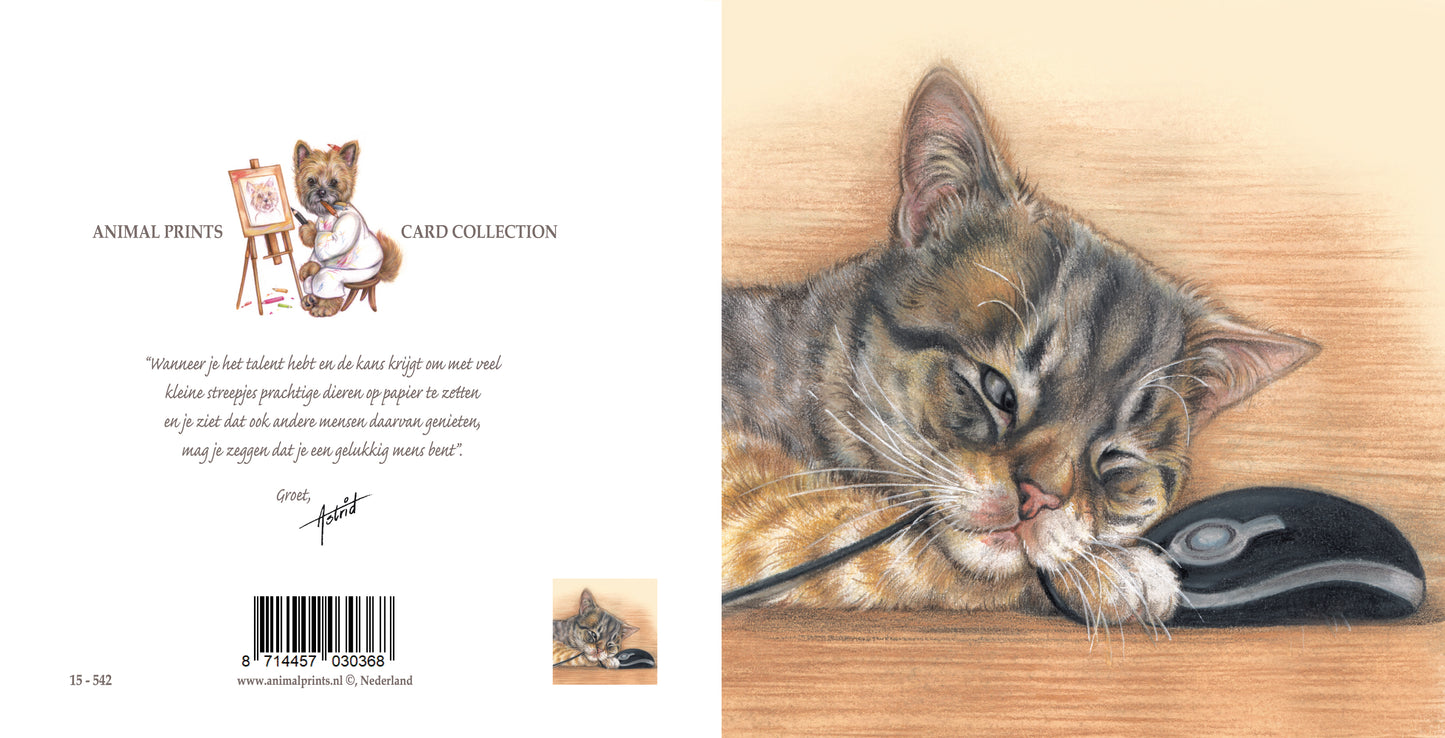 Vierkante kaart - Maakt niet uit wat voor muis, ik kan me gewoon niet beheersen. (katten print)