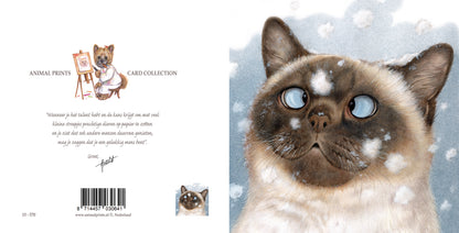 Vierkante kaart - Van sneeuwvlokjes ga ik altijd een beetje scheel kijken.... (katten print)