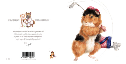 Quadratische Karte - Golf spielendes Meerschweinchen. Welches Hobby hast du? Wirst du mit mir einen Ball schlagen?