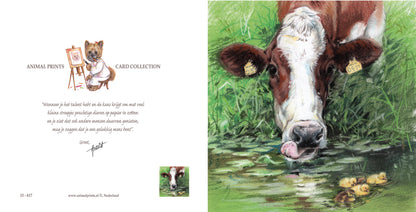 Vierkante kaart - Wie heeft er behoefte aan een oude koe uit de sloot, als er nieuwe gewoon naast staan? (Koeien print)