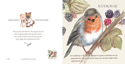 Vierkante kaart - Roodborst (vogel print)