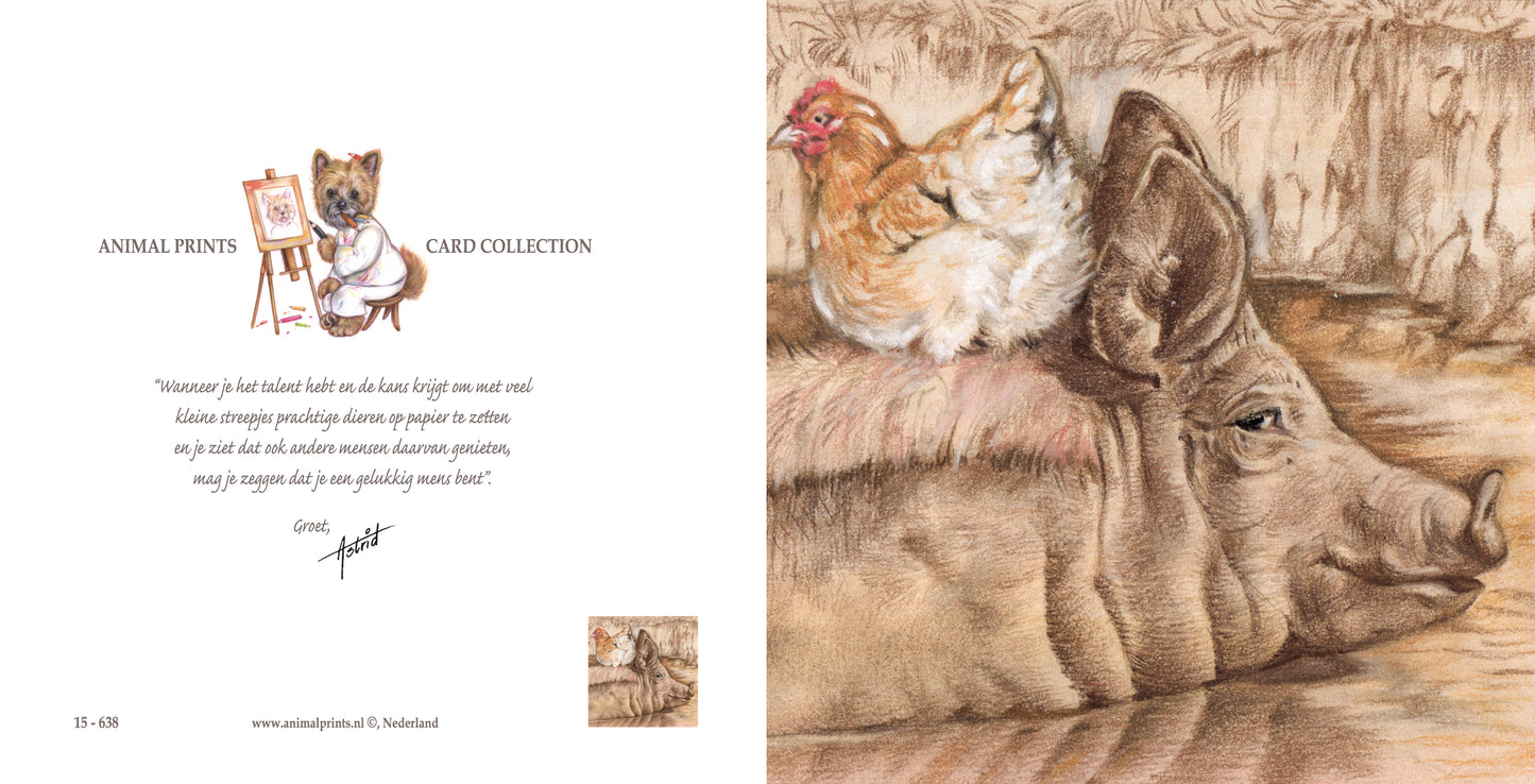 Square card - Pig and Chicken