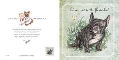 Vierkante kaart - Oh no, not in the flowerbed (Hond, Franse Bulldog)