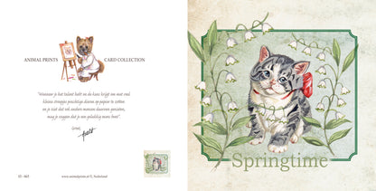 Vierkante kaart - Springtime (katten print)