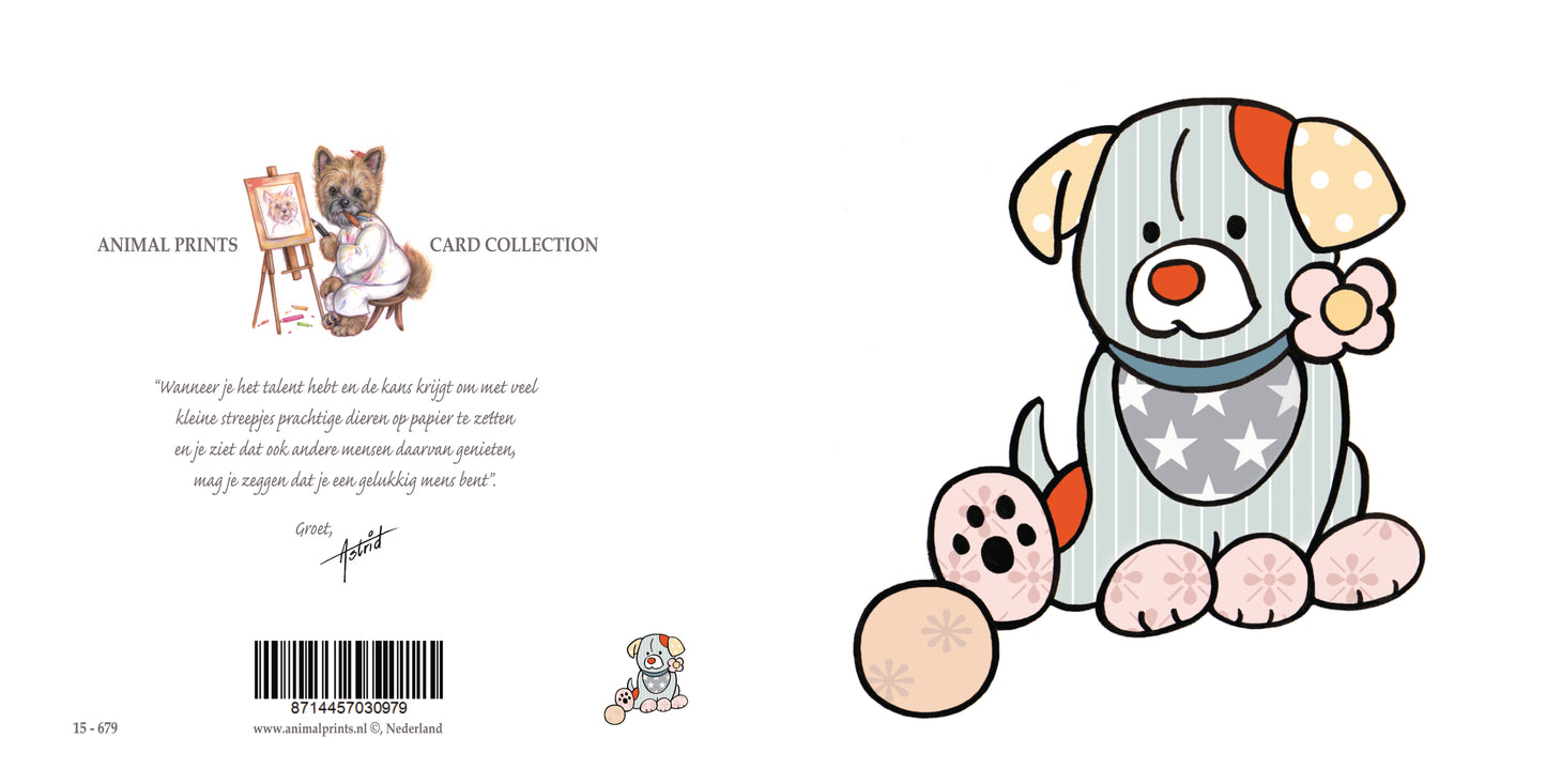 Vierkante kaart - Patchwork hond