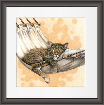 Reproduktion "Katze in der Hängematte".