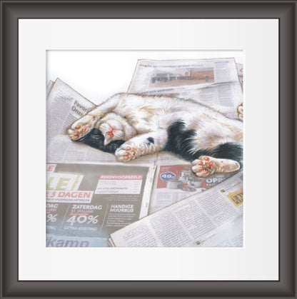 Reproduktion "Katze liest Zeitung".