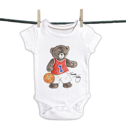 Babyromper Thomas Teddy collectie - Basketballende Beer