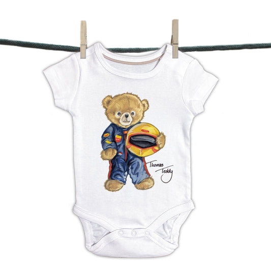 Babyromper Thomas Teddy collectie - Coureur Beer
