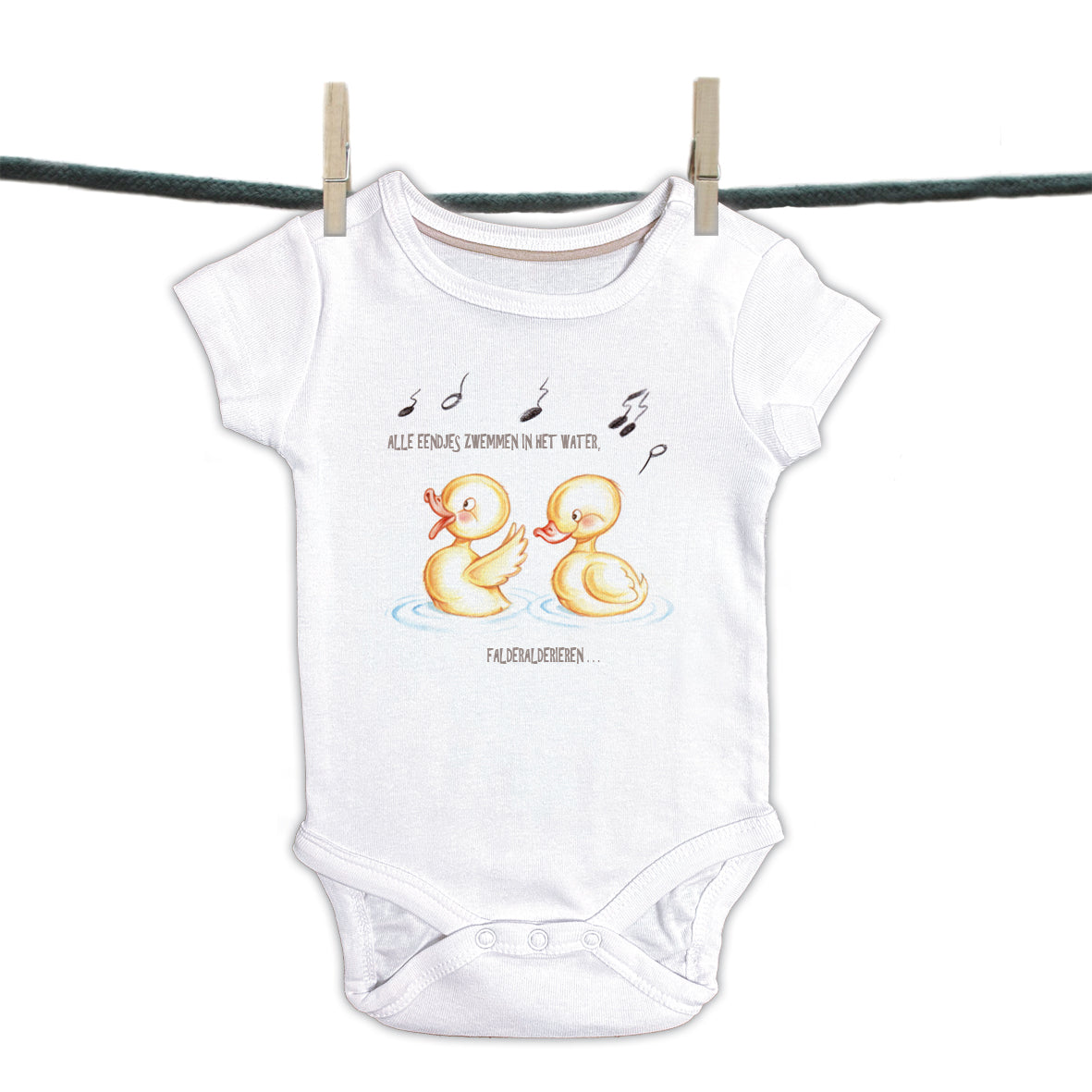 Babyromper  Kinderliedjes - "Alle Eendjes zwemmen in het water,....."