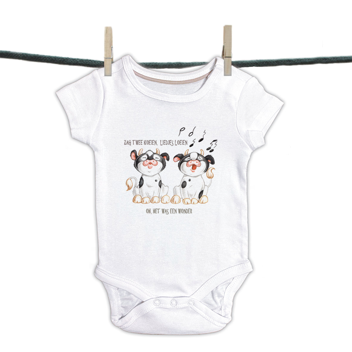 Babyromper  Kinderliedjes - "Zag 2 koeien,....."